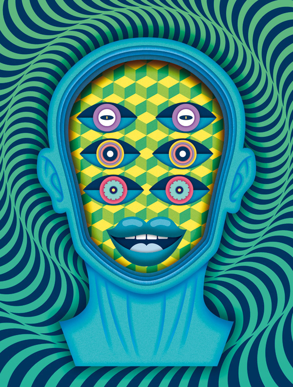 Yorokobu Mag illustrations V on Behance #eyes #face #psychodelic #pattern