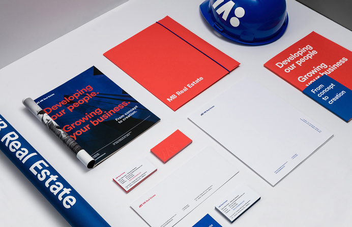 mb real estate market construction business card blue red logo logotype branding corporate design identity mindsparklemag design
