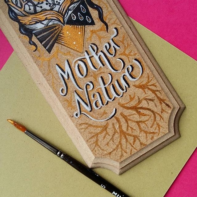 Work in progress | Magic Suitcase #mother #nature #trees #lettering #type #gold #painting