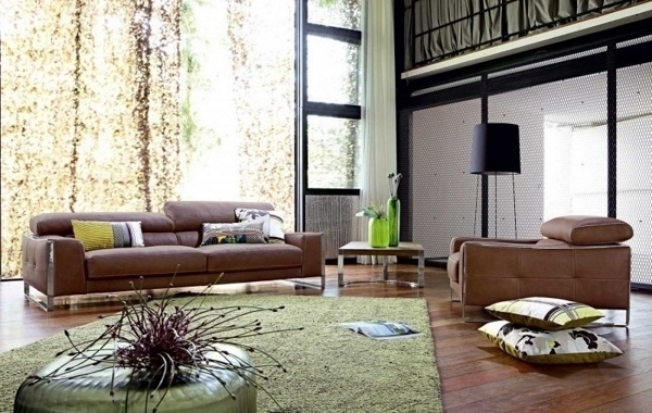 Living room decoration with a brown sofa #sofa #living #furniture #brown #room