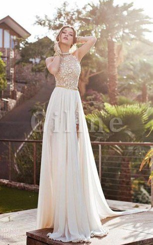 Abito da Sera Anello A-Line in Pizzo Schiena Nuda Elegante