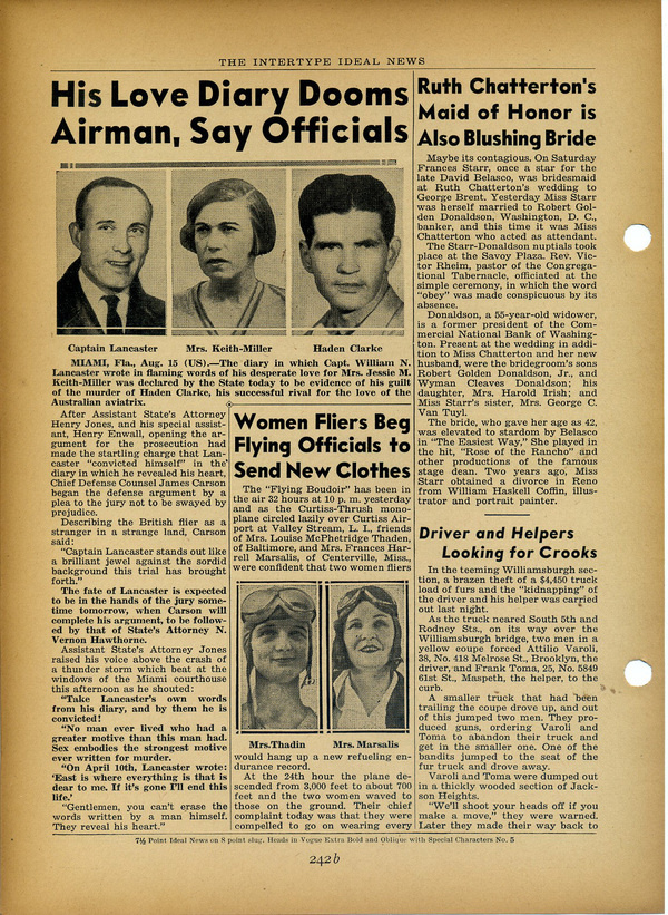 This specimen showcases Intertype's Ideal News and Vogue fonts. #type #specimen #typography