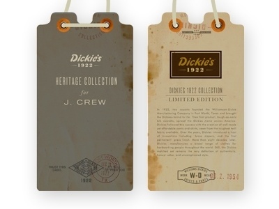 Dribbble - Dickies Tags D by Dustin Wallace #design #texture #illustration #vintage #tags #logo