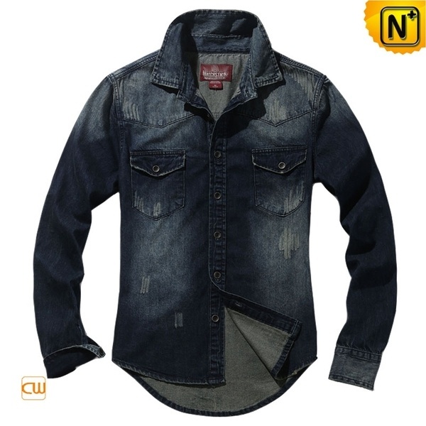Retro Long Sleeve Denim Shirts for Men CW114301 #denim #mens #shirts