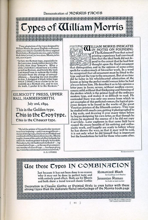 William Morris faces is, obviously, a collection of types in the style of William Morris, all by Barnhart Bros. and Spindler. #william #morris #typography