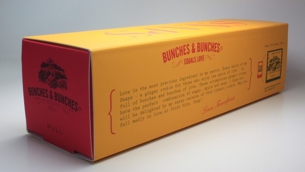 Bunches and Bunches Snaps Cookie Packaging #embossing #branding #touch #letterpress #box #soft #slide #cookies