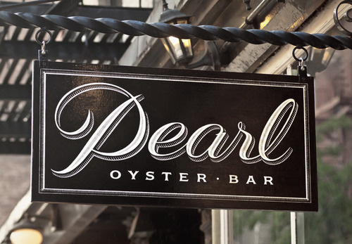 Typeverything.comPearl Oyster Bar identity by Louise Fili. #fili #oyster #script #lousie #pearl #typography