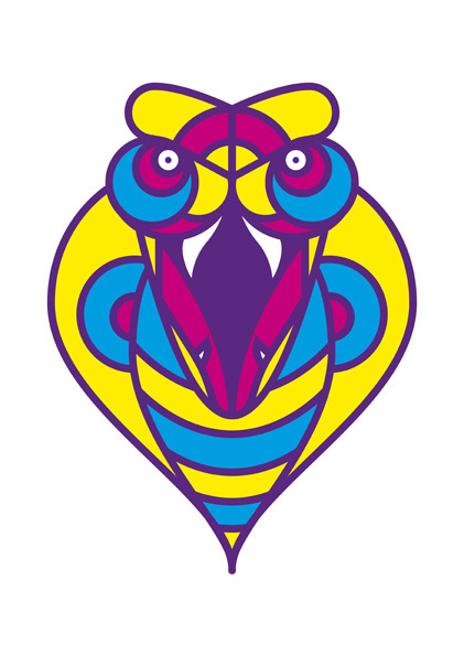 Urban tribe masks - Cobra by Adria Molins #urban #geometry #tribe #fluorescent #illustrator #design #masks #barcelona #street #art #face #animal #cobra