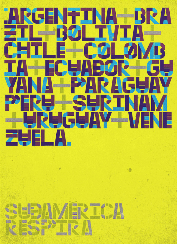 Sudamxc3xa9rica xe2x80x94Type #typography #lettering #south america #colour #latin america #place