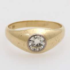 Band ring studded with 1 diamond approx 0,80 ct,
