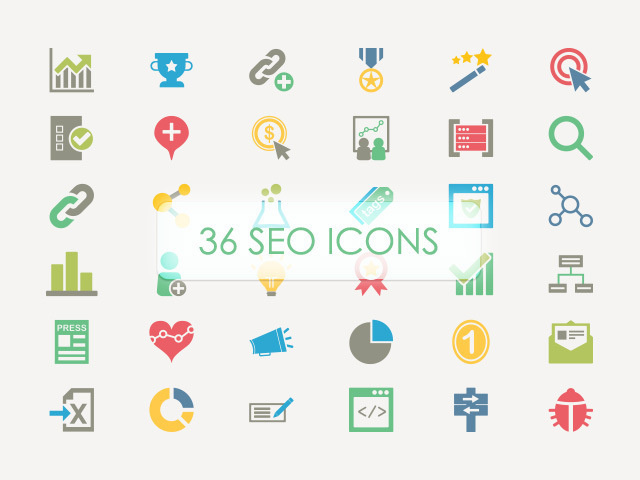 36 Colorful SEO Vector Icons