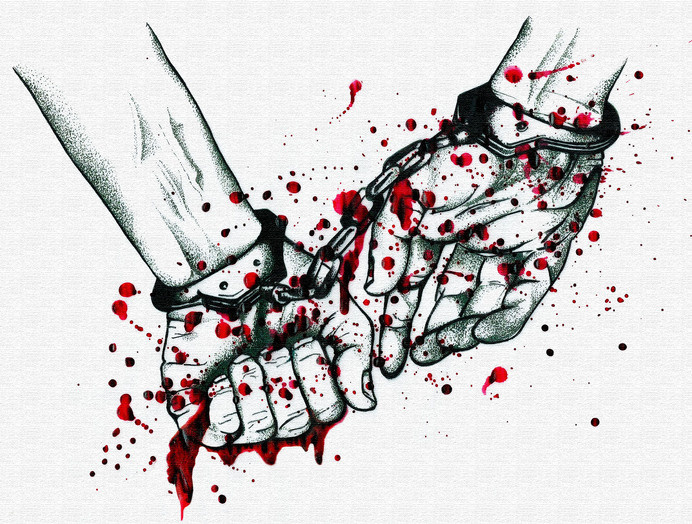 Kainophobia #chains #ink #hands #illustration #drawn #pen #and #hand #editorial