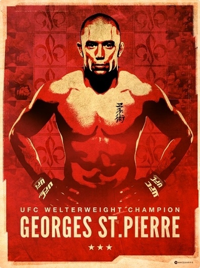 Georges St.Pierre Poster « matmacquarrie.ca #propaganda #red #george #pierre #illustration #st #macquarrie #mat