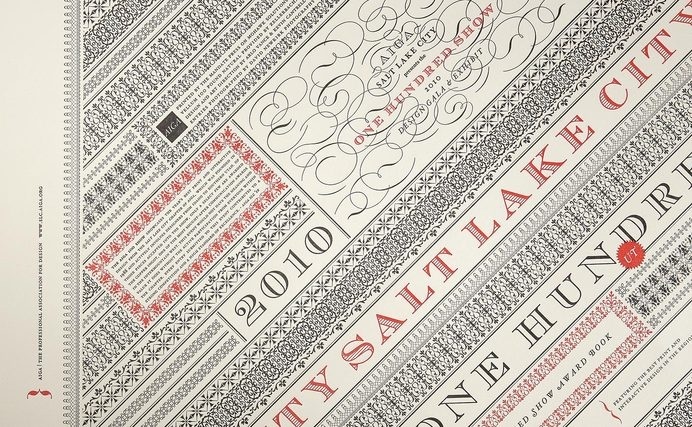 SLC AIGA 100 Show by Kevin Cantrell #aiga #flourishes #invitation #typography