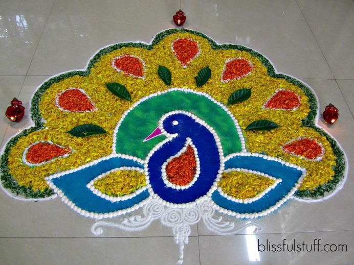 Peacock Rangoli Design Ideas