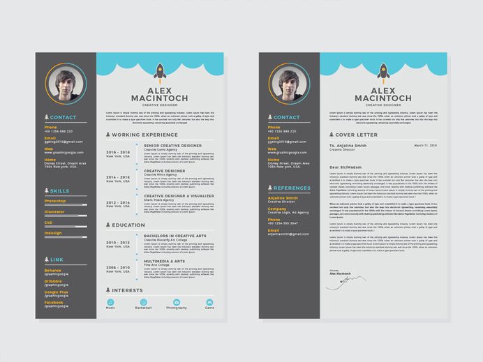 Free Creative Resume Template with Matching Cover Letter
