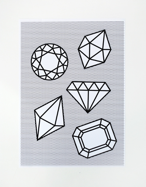 printable halftone wrap & graphic gems // by minieco #white #pattern #gems #black #and #dot