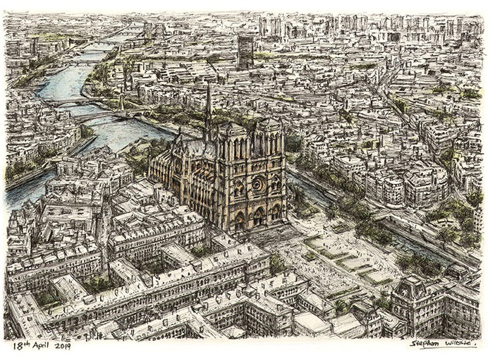 Notre Dame, Paris - originals and prints by Stephen Wiltshire MBE