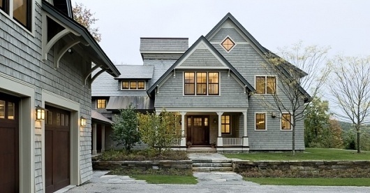 Shingle style home drive court to entry elevation - traditional - exterior - other metros - by Smith & Vansant Architects PC #house