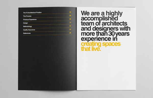 Y2 Architecture #swiss #yellow #bold #circles #black #clean #helvetica #brochure
