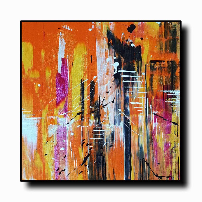 r/artstore - "City of workaholics", Acrylic on canvas, Size:12x12