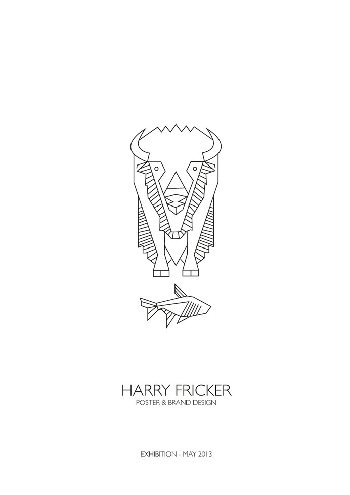 Poster — FRICKER #bison #fish #fricker #linedrawing #line #falmouth #outline #logo #design
