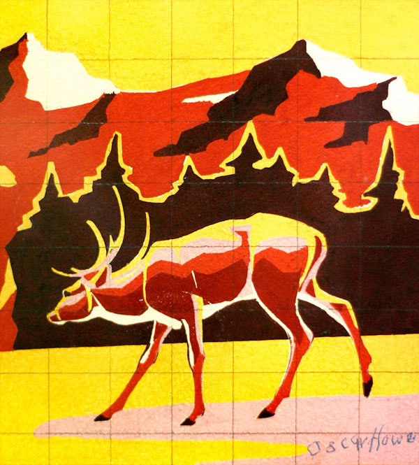 Oscar Howe, South Dakota #howe #deer #oscar #yellow #orange #graphic #south #grid #art #painting #dakota #fine