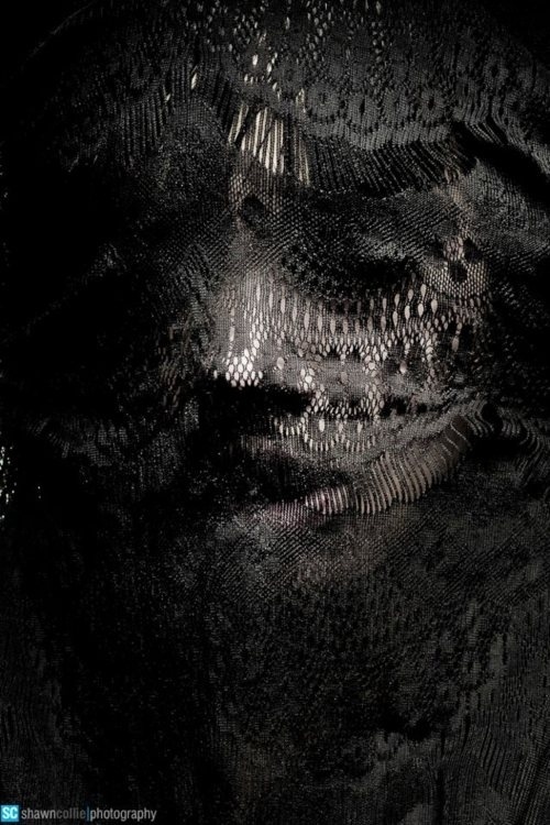 L.SHIMA #model #pattern #black #portrait #mask #veil #face