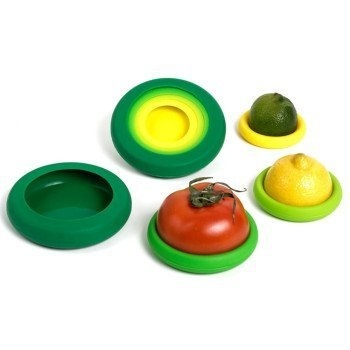 Flexible silicone food huggers keep your fruits and veggies fresh. #product #design #industrial #food