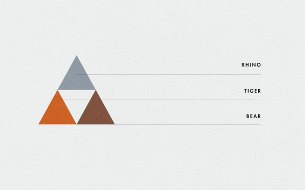 RHINO TIGER BEAR Jimmy Gleeson Design #illustration #color #rationale #geometric