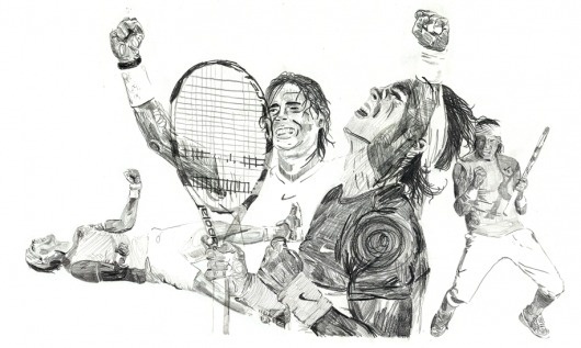 sam moppett #tennis #wimbledon #nidal #pencil #sketch