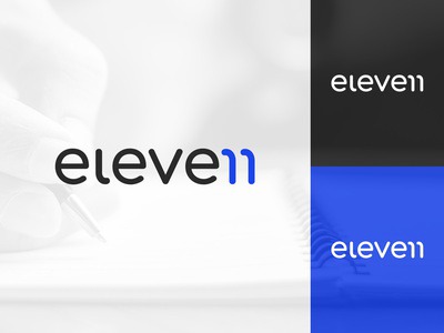 Eleven Writing Studios Logo Type Concept Design simple brand design brand identity modern technology tech logo branding local business logo logo designer minimal logotype writing service writing concept