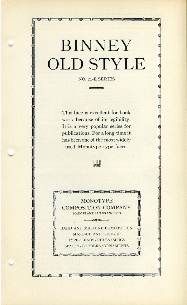 Binney Old Style type specimen #type #specimen #typography