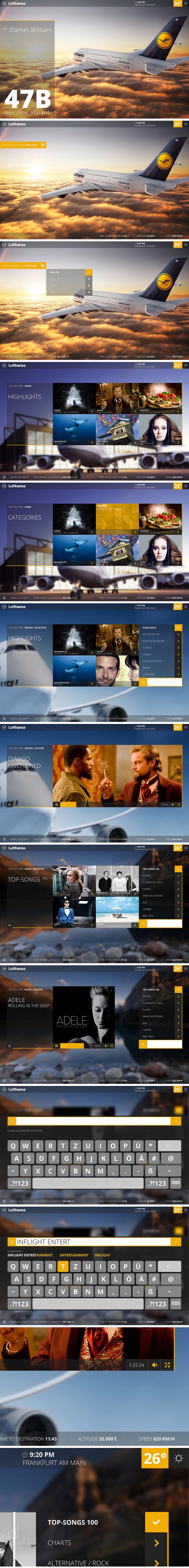 Lufthansa Inflight Entertainment System. #ui #ux #webdesign #lufthansa #app #graphic