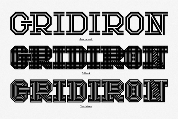 Gridiron: custom typeface family commissioned by ESPN magazine for their 2013 College Football Preview issue. | Behance #fonts #design #graphic #typography