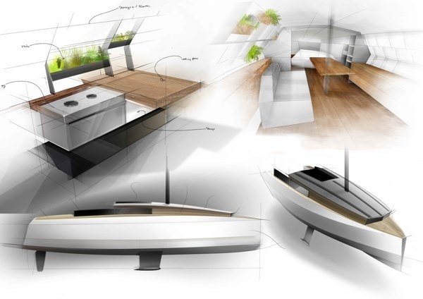 Wt minimalist travelling #sofa #plants #designer #design #drawing #yacht #wood #photoshop #kitchen #boat #table #aluminium #sketch