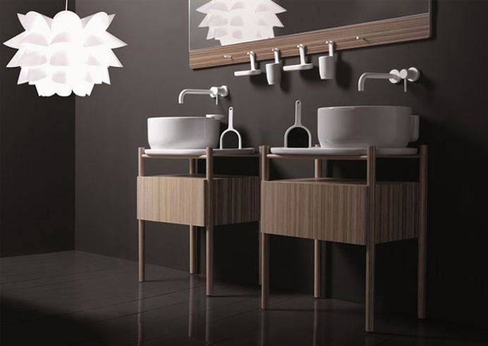 Wall Mounted Double Washbasin Cabinet Ukiyo-e - #bath, #interior, #decor, home, bathroom