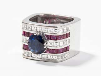 Saphir-Rubin-Diamant-Ring