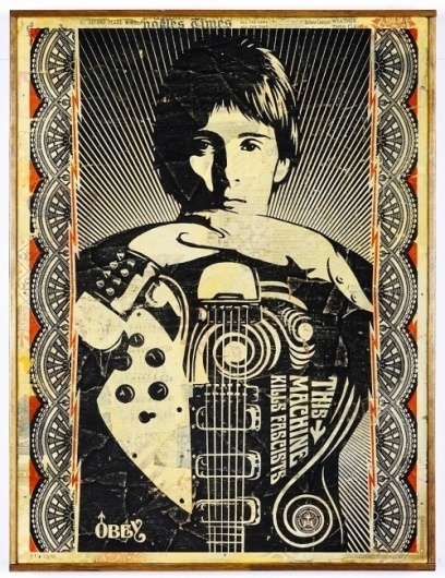 THIS MACHINE KILLS FASCISTS ON WOOD HPM - OBEY GIANT #music #illustration #art #urban