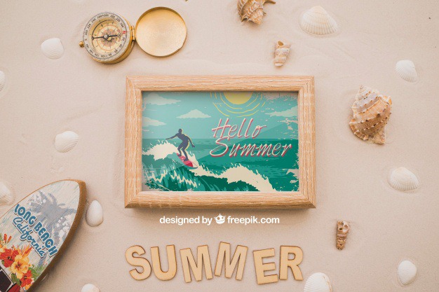 Summer theme with frame and surfboard Free Psd. See more inspiration related to Frame, Mockup, Summer, Beach, Sea, Sun, Photo frame, Photo, Holiday, Mock up, Decorative, Vacation, Sand, Summer beach, Marine, Up, Season, Theme, Surfboard, Shells, Composition, Mock, Summertime and Seasonal on Freepik.