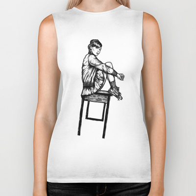Worldwide Shipping + $5 Off New Biker Tanks http://society6.com/doubler?promo=42a670 #white #girl #design #top #tank #black #illustration #tee #and #society6 #biker