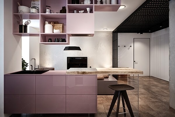 Pink: Minimalist Apartment in Kiev #ideas #kitchen #interiors #hoooooomecom