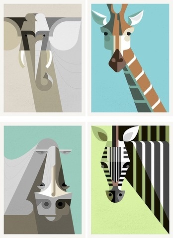 Lumadessa | African Mammals Portrait Set #abstract #minimal #geometric #animals