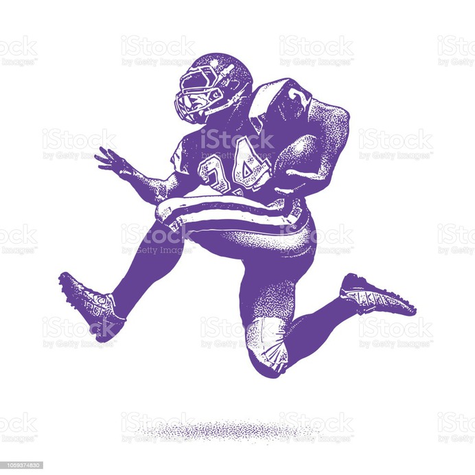 American Football Running Back Stipple illustration of an American Football Running Back American Football - Sport stock vector