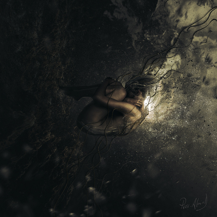 "Children Of Nowhere" by Pierre-Alain D. #ocean #birth #foetus #woman #water #nowhere #deep #children #dark