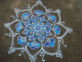 The cool blue rangoli design