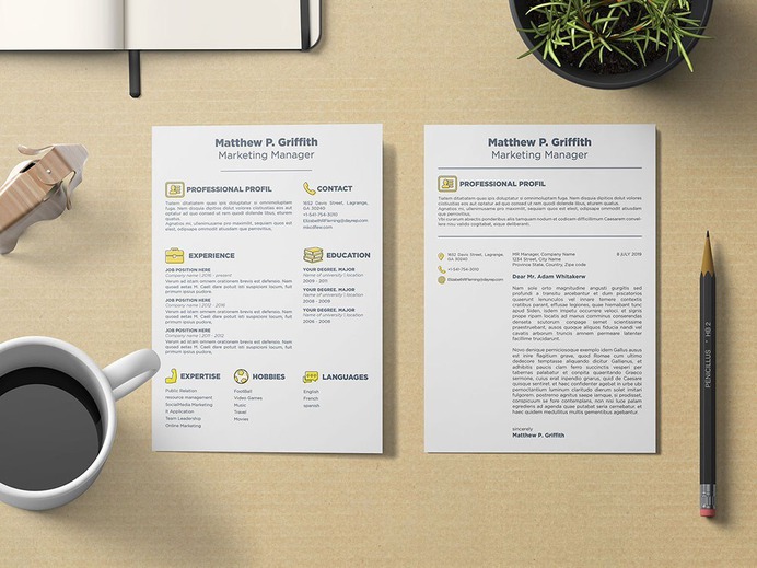 Free Marketing Resume Template with Cover Letter In Word , PSD, INDD & Ai