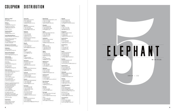 Elephant Magazine, Issue 5 Matt Willey #design #layout #magazine #editorial