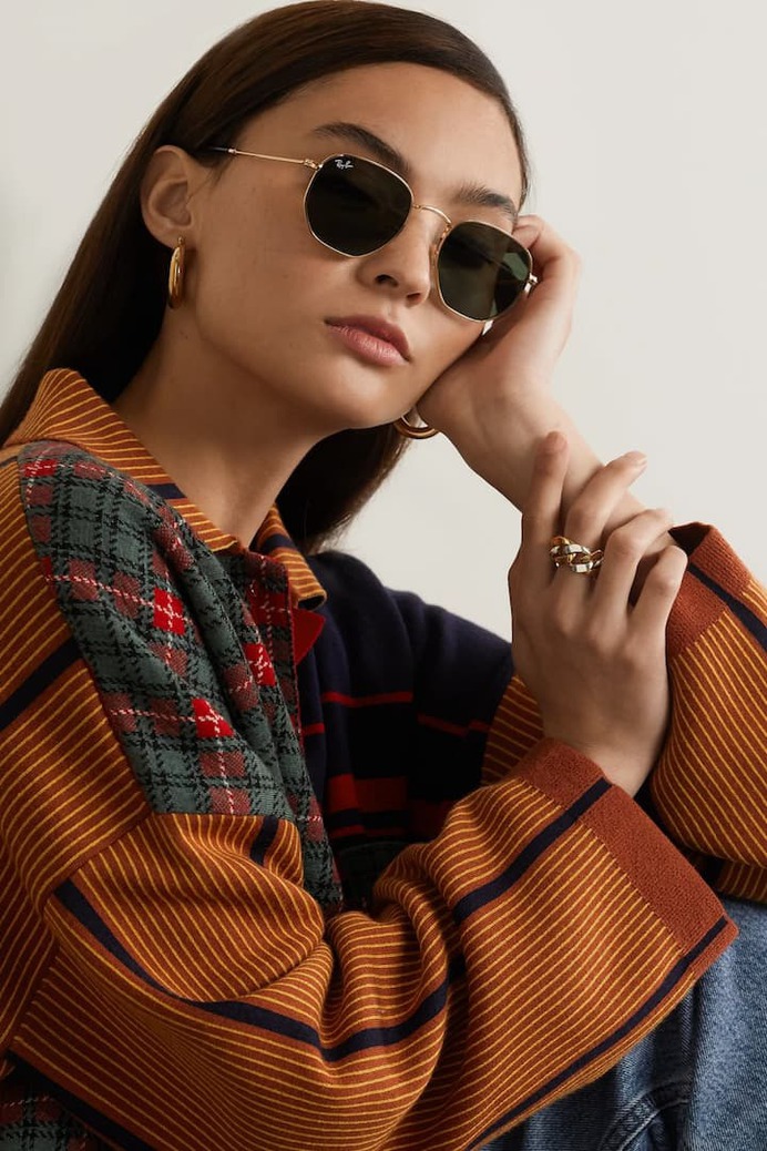 RAY-BAN Hexagon-frame gold-tone sunglasses - Browse Ideas | GoodStuffUP