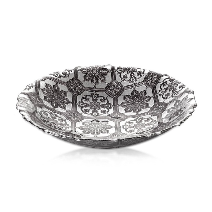Bowl Safi Glass Grey Silver D34cm
